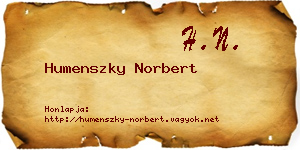 Humenszky Norbert névjegykártya